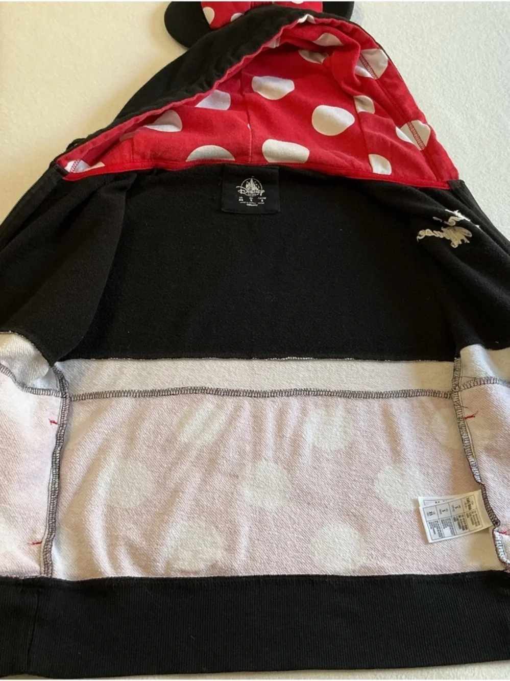 Disney Girls Minnie Mouse Black, Red & White Hooded Zip-Up